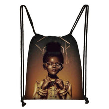 Load image into Gallery viewer, Afro Girls Print Drawstring Bag for Women and Girls